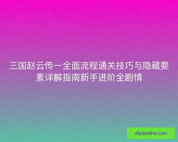 三国赵云传一全面流程通关技巧与隐藏要素详解指南新手进阶全剧情