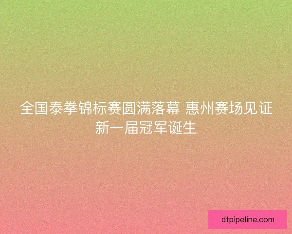 全国泰拳锦标赛圆满落幕 惠州赛场见证新一届冠军诞生 全国泰拳锦标赛圆满落幕 惠州赛场见证新一届冠军诞生